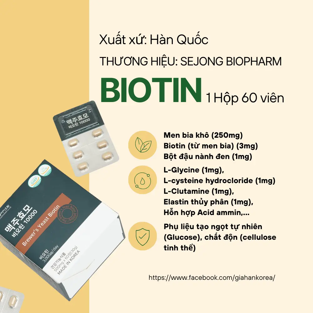 Viên Uống Mọc Tóc Biotin - Men Bia Khô
